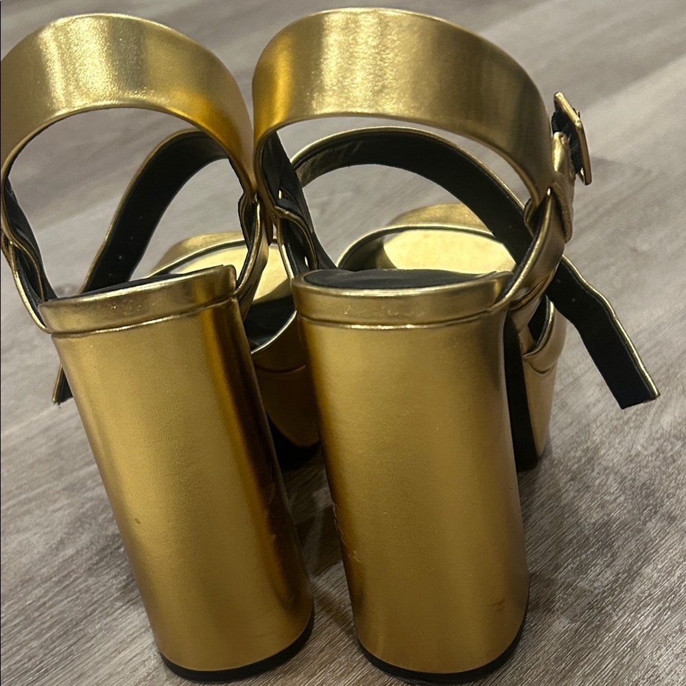Zara Metallic Gold Platform Heels - Picture 2 of 6